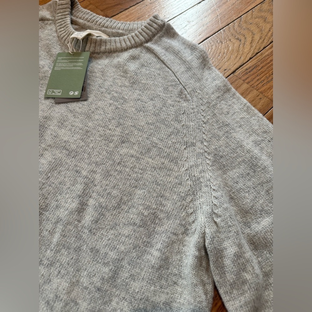 H&M Men's Light Gray Crew Neck Wool Blend Sweater Size L NWT - Picture 5 of 11
